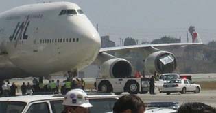 Los Angeles: Flight grounded after jet sucks up cargo